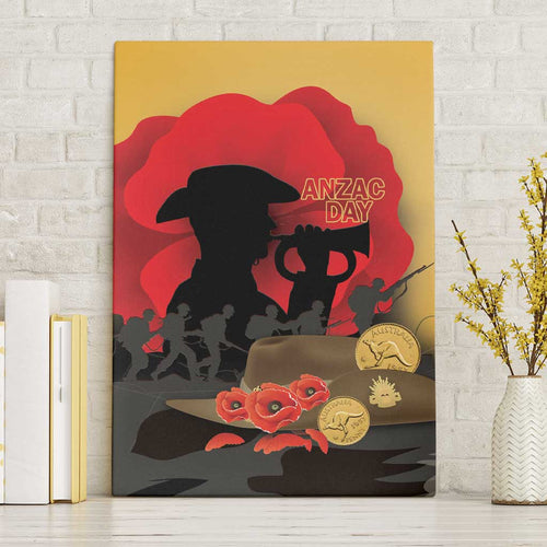 Australia Two-up Pennies ANZAC Day Canvas Wall Art Slouch Hat Last Post With Poppy