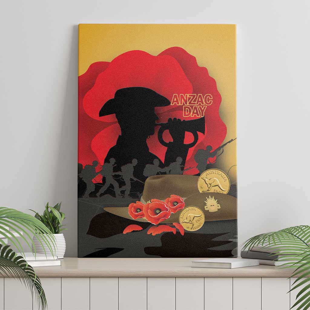 Australia Two-up Pennies ANZAC Day Canvas Wall Art Slouch Hat Last Post With Poppy