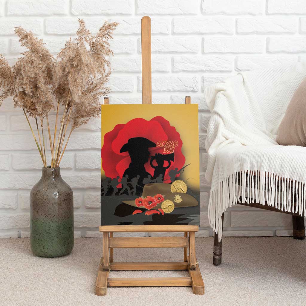 Australia Two-up Pennies ANZAC Day Canvas Wall Art Slouch Hat Last Post With Poppy