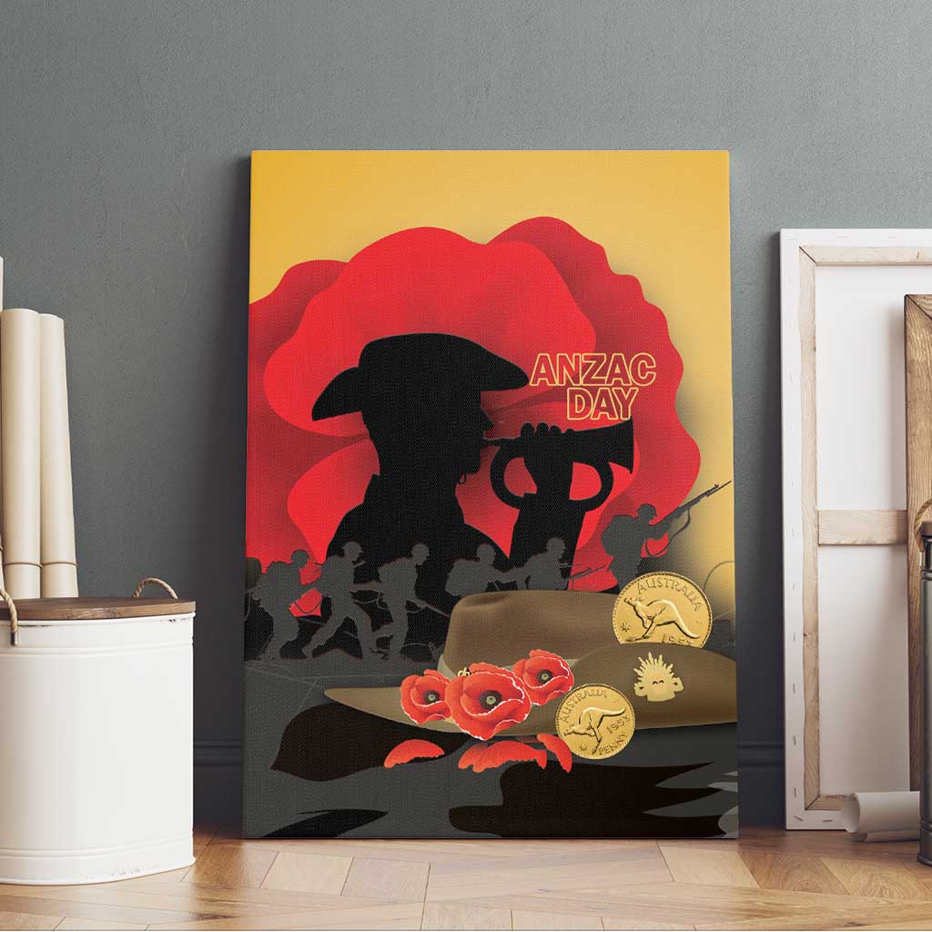Australia Two-up Pennies ANZAC Day Canvas Wall Art Slouch Hat Last Post With Poppy