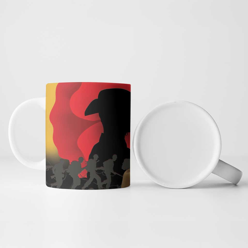 Australia Two-up Pennies ANZAC Day Ceramic Mug Slouch Hat Last Post With Poppy