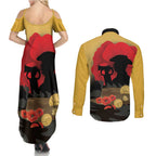 Australia Two-up Pennies ANZAC Day Couples Matching Summer Maxi Dress and Long Sleeve Button Shirt Slouch Hat Last Post With Poppy