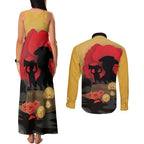 Australia Two-up Pennies ANZAC Day Couples Matching Tank Maxi Dress and Long Sleeve Button Shirt Slouch Hat Last Post With Poppy