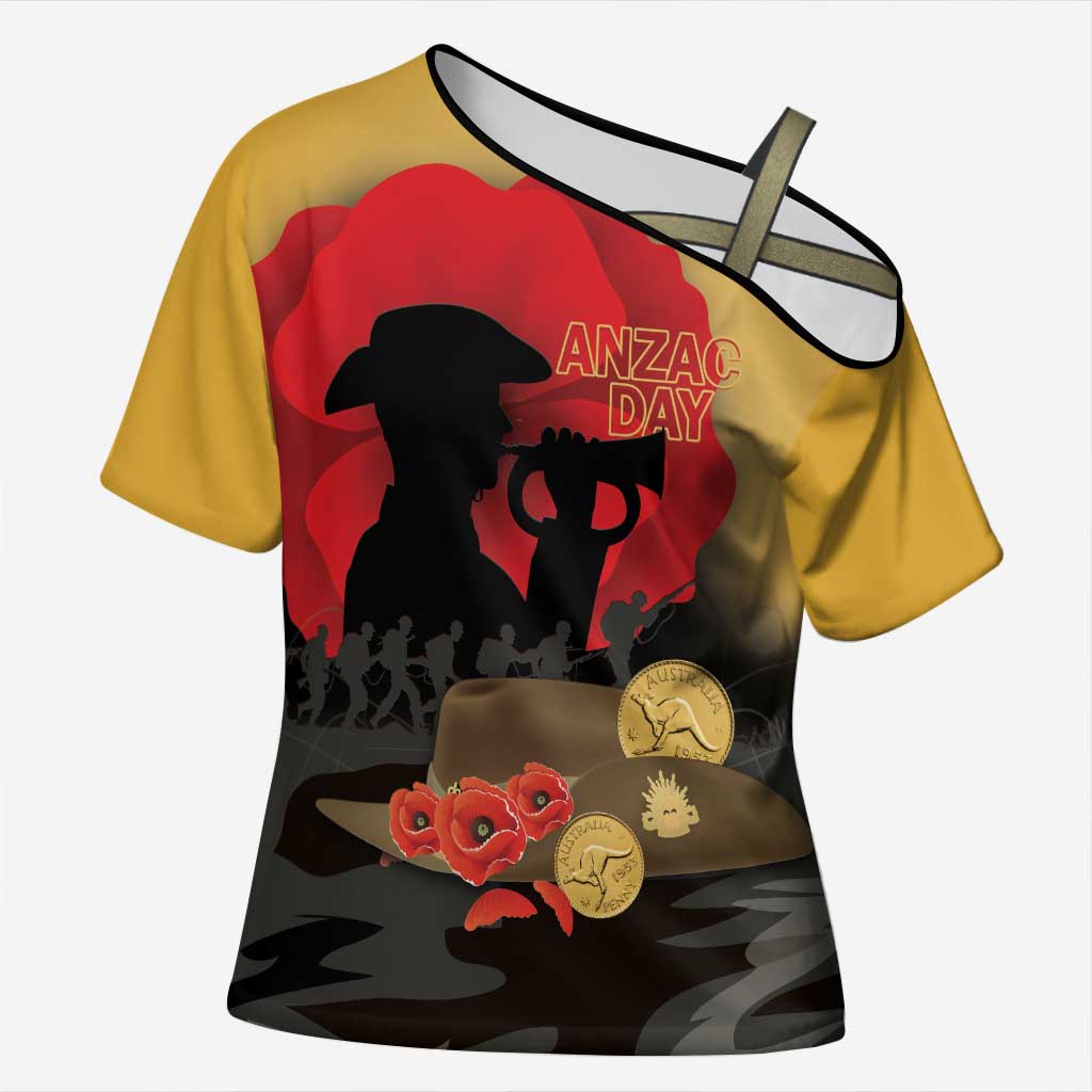Australia Two-up Pennies ANZAC Day Cross Shoulder Shirt Slouch Hat Last Post With Poppy