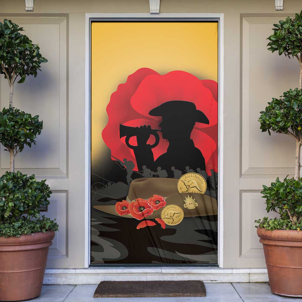 Australia Two-up Pennies ANZAC Day Door Cover Slouch Hat Last Post With Poppy