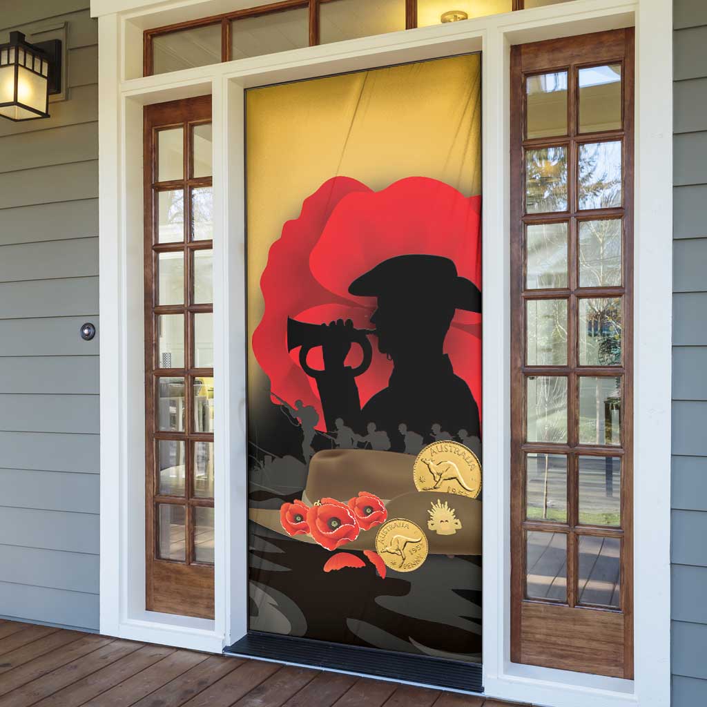 Australia Two-up Pennies ANZAC Day Door Cover Slouch Hat Last Post With Poppy