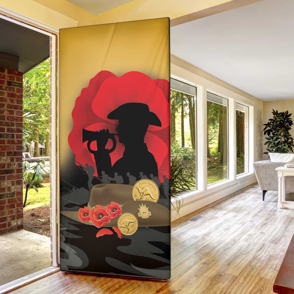 Australia Two-up Pennies ANZAC Day Door Cover Slouch Hat Last Post With Poppy