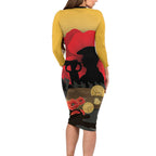 Australia Two-up Pennies ANZAC Day Family Matching Long Sleeve Bodycon Dress and Hawaiian Shirt Slouch Hat Last Post With Poppy