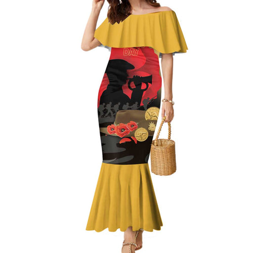 Australia Two-up Pennies ANZAC Day Family Matching Mermaid Dress and Hawaiian Shirt Slouch Hat Last Post With Poppy
