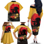 Australia Two-up Pennies ANZAC Day Family Matching Off The Shoulder Long Sleeve Dress and Hawaiian Shirt Slouch Hat Last Post With Poppy