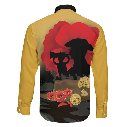 Australia Two-up Pennies ANZAC Day Family Matching Off The Shoulder Long Sleeve Dress and Hawaiian Shirt Slouch Hat Last Post With Poppy
