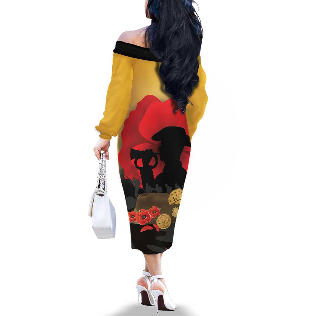Australia Two-up Pennies ANZAC Day Family Matching Off The Shoulder Long Sleeve Dress and Hawaiian Shirt Slouch Hat Last Post With Poppy