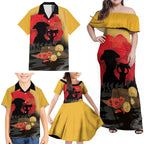 Australia Two-up Pennies ANZAC Day Family Matching Off Shoulder Maxi Dress and Hawaiian Shirt Slouch Hat Last Post With Poppy