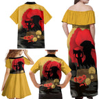 Australia Two-up Pennies ANZAC Day Family Matching Off Shoulder Maxi Dress and Hawaiian Shirt Slouch Hat Last Post With Poppy