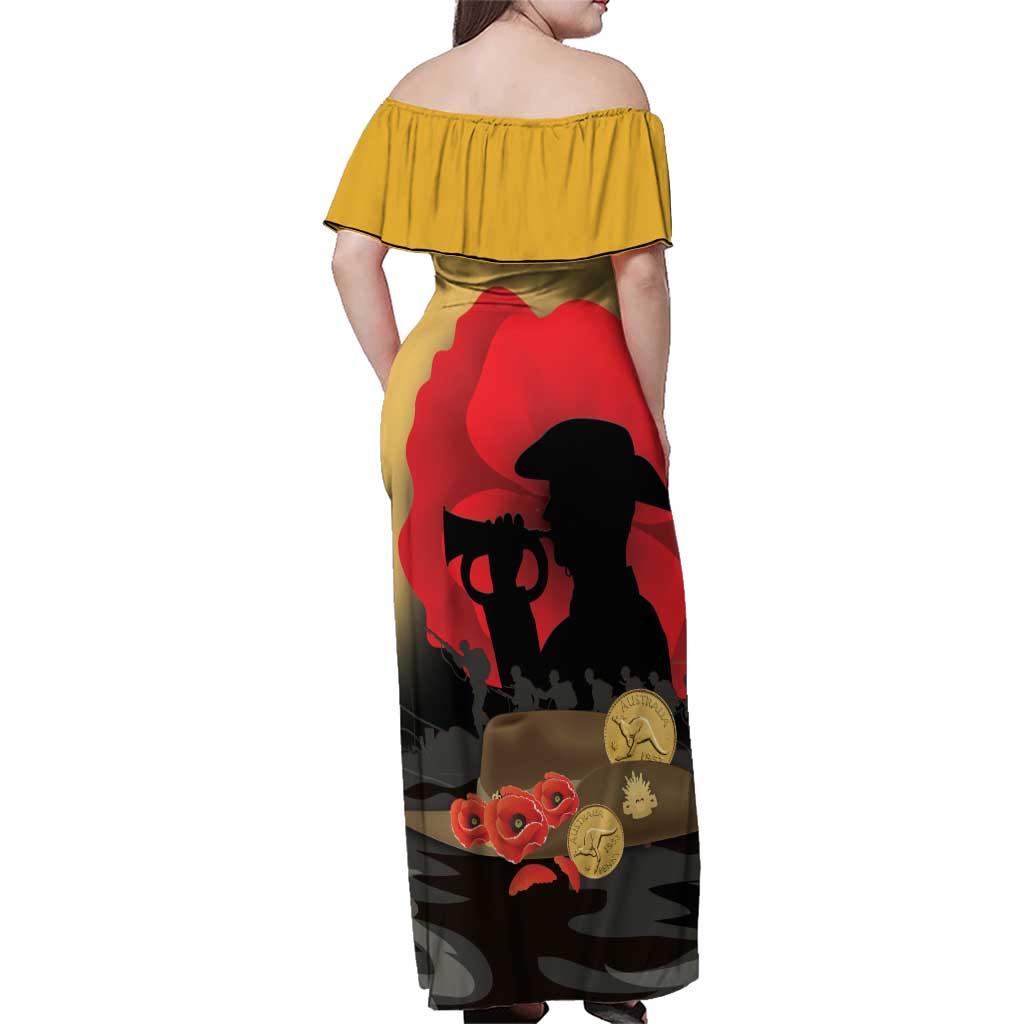 Australia Two-up Pennies ANZAC Day Family Matching Off Shoulder Maxi Dress and Hawaiian Shirt Slouch Hat Last Post With Poppy