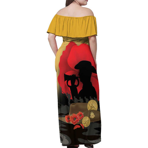 Australia Two-up Pennies ANZAC Day Family Matching Off Shoulder Maxi Dress and Hawaiian Shirt Slouch Hat Last Post With Poppy