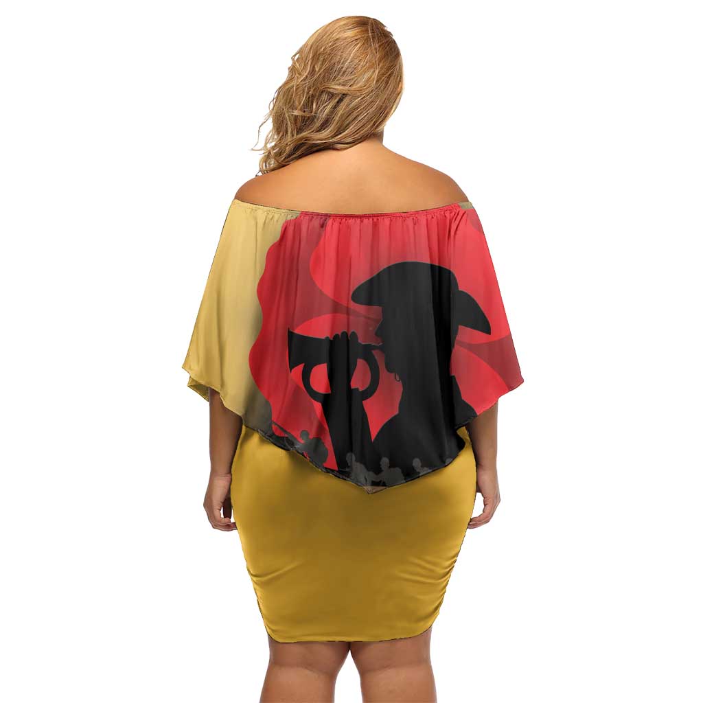 Australia Two-up Pennies ANZAC Day Family Matching Off Shoulder Short Dress and Hawaiian Shirt Slouch Hat Last Post With Poppy