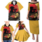 Australia Two-up Pennies ANZAC Day Family Matching Puletasi and Hawaiian Shirt Slouch Hat Last Post With Poppy