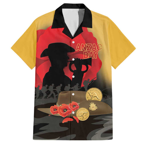 Australia Two-up Pennies ANZAC Day Family Matching Puletasi and Hawaiian Shirt Slouch Hat Last Post With Poppy