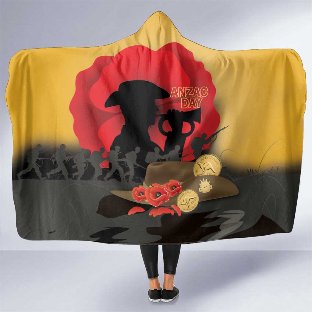 Australia Two-up Pennies ANZAC Day Hooded Blanket Slouch Hat Last Post With Poppy