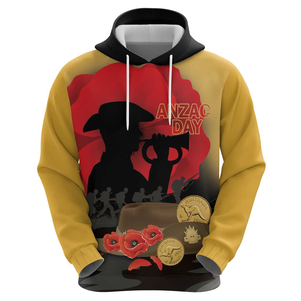 Australia Two-up Pennies ANZAC Day Hoodie Slouch Hat Last Post With Poppy