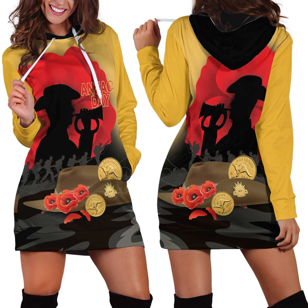 Australia Two-up Pennies ANZAC Day Hoodie Dress Slouch Hat Last Post With Poppy