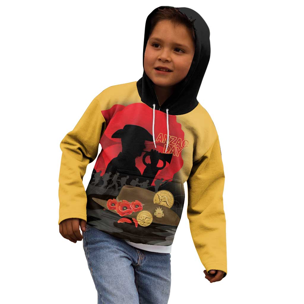 Australia Two-up Pennies ANZAC Day Kid Hoodie Slouch Hat Last Post With Poppy