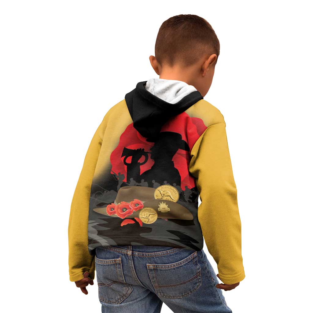 Australia Two-up Pennies ANZAC Day Kid Hoodie Slouch Hat Last Post With Poppy