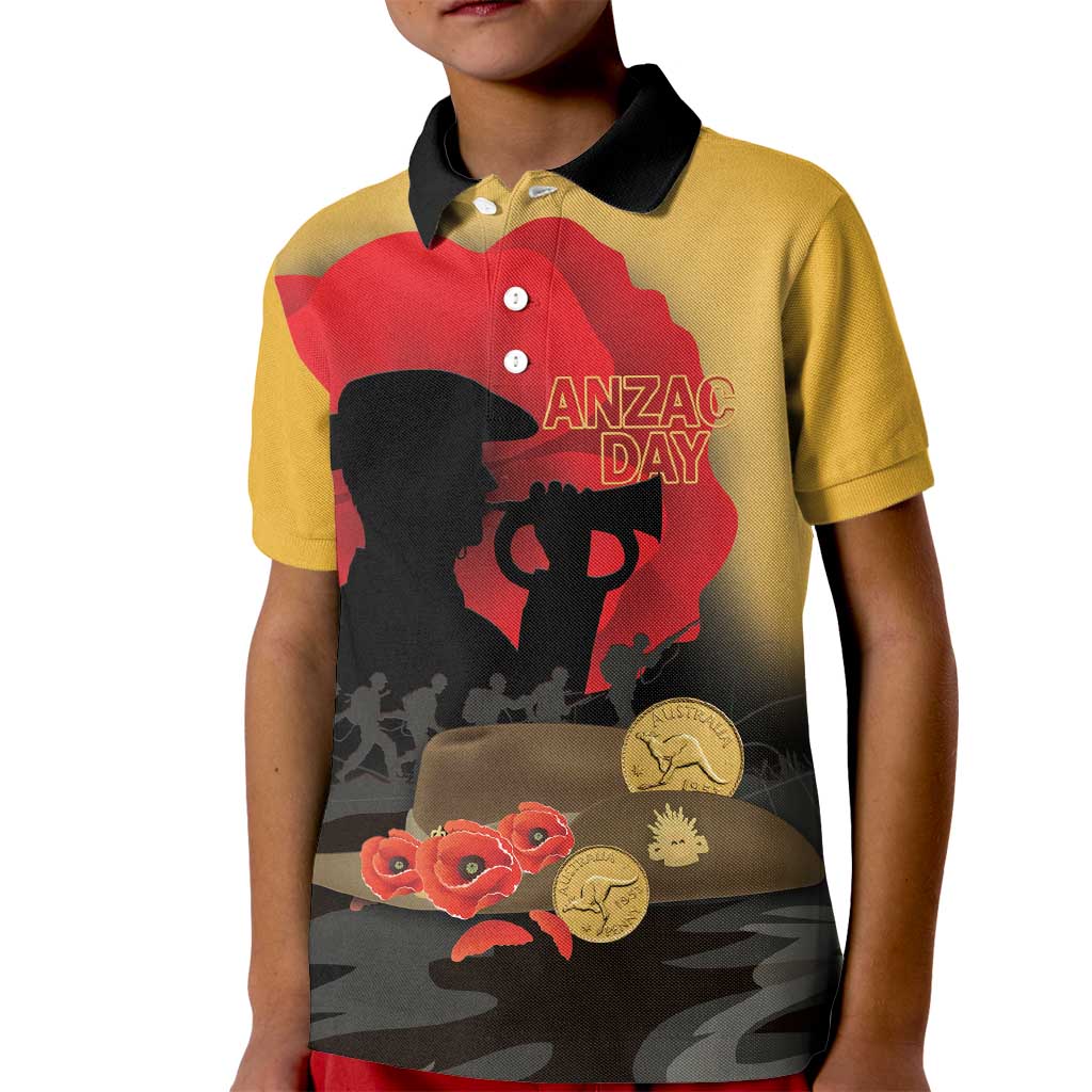 Australia Two-up Pennies ANZAC Day Kid Polo Shirt Slouch Hat Last Post With Poppy