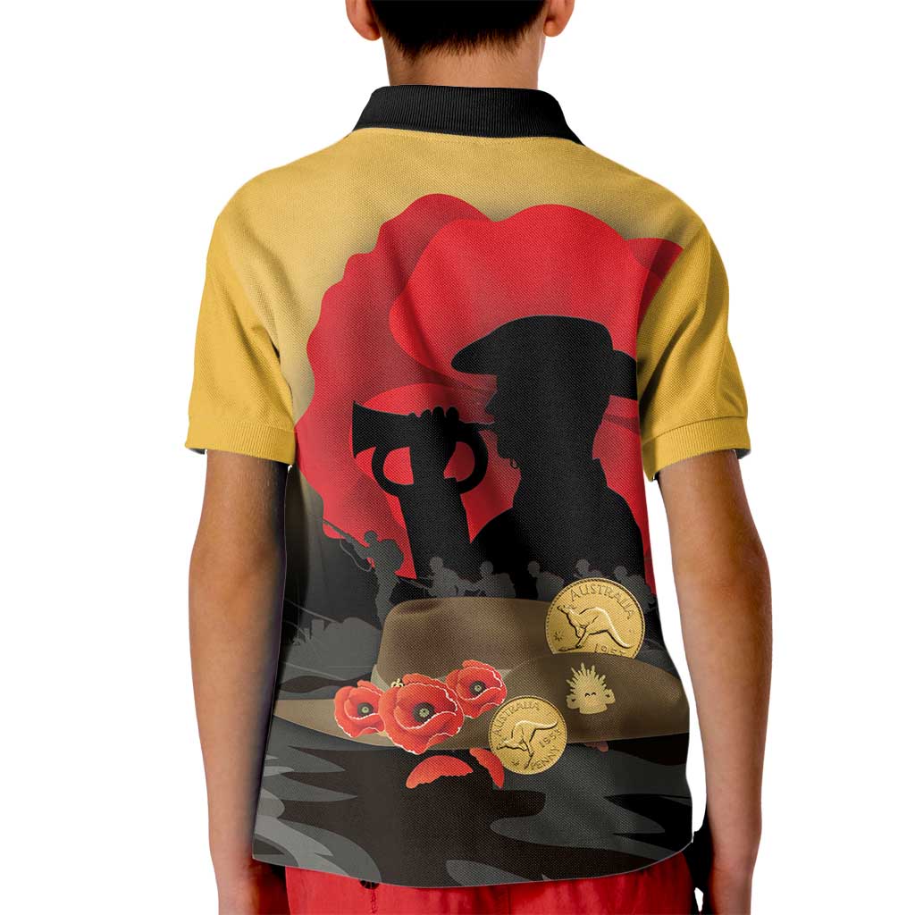 Australia Two-up Pennies ANZAC Day Kid Polo Shirt Slouch Hat Last Post With Poppy