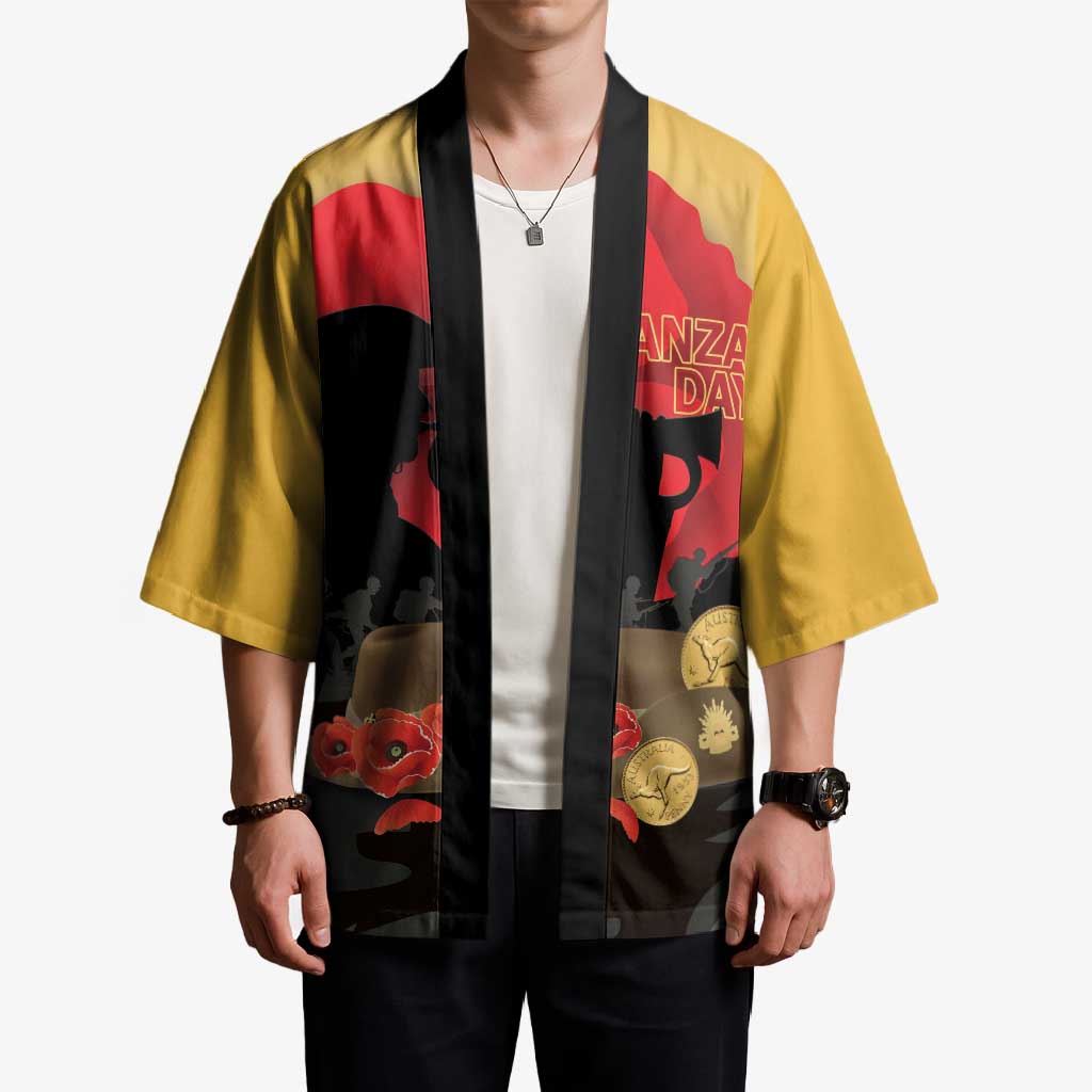Australia Two-up Pennies ANZAC Day Kimono Slouch Hat Last Post With Poppy