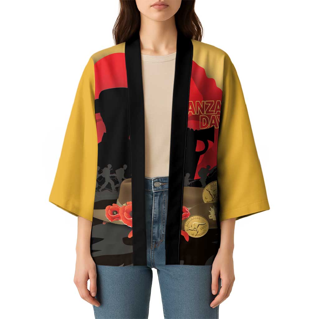 Australia Two-up Pennies ANZAC Day Kimono Slouch Hat Last Post With Poppy