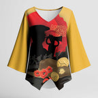 Australia Two-up Pennies ANZAC Day Kimono Sleeve Blouse Slouch Hat Last Post With Poppy