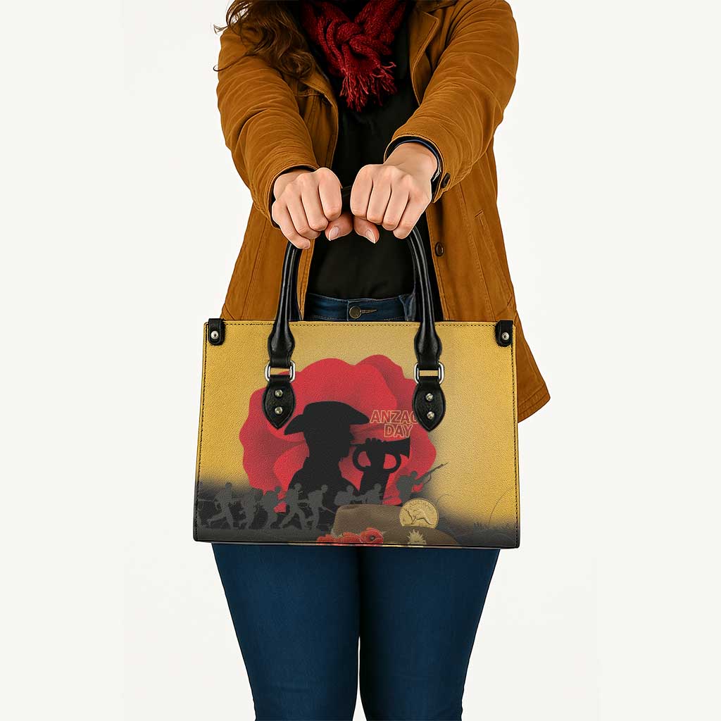 Australia Two-up Pennies ANZAC Day Leather Bag Slouch Hat Last Post With Poppy