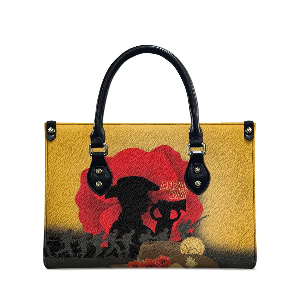 Australia Two-up Pennies ANZAC Day Leather Bag Slouch Hat Last Post With Poppy