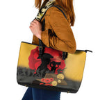 Australia Two-up Pennies ANZAC Day Leather Tote Bag Slouch Hat Last Post With Poppy