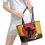 Australia Two-up Pennies ANZAC Day Leather Tote Bag Slouch Hat Last Post With Poppy