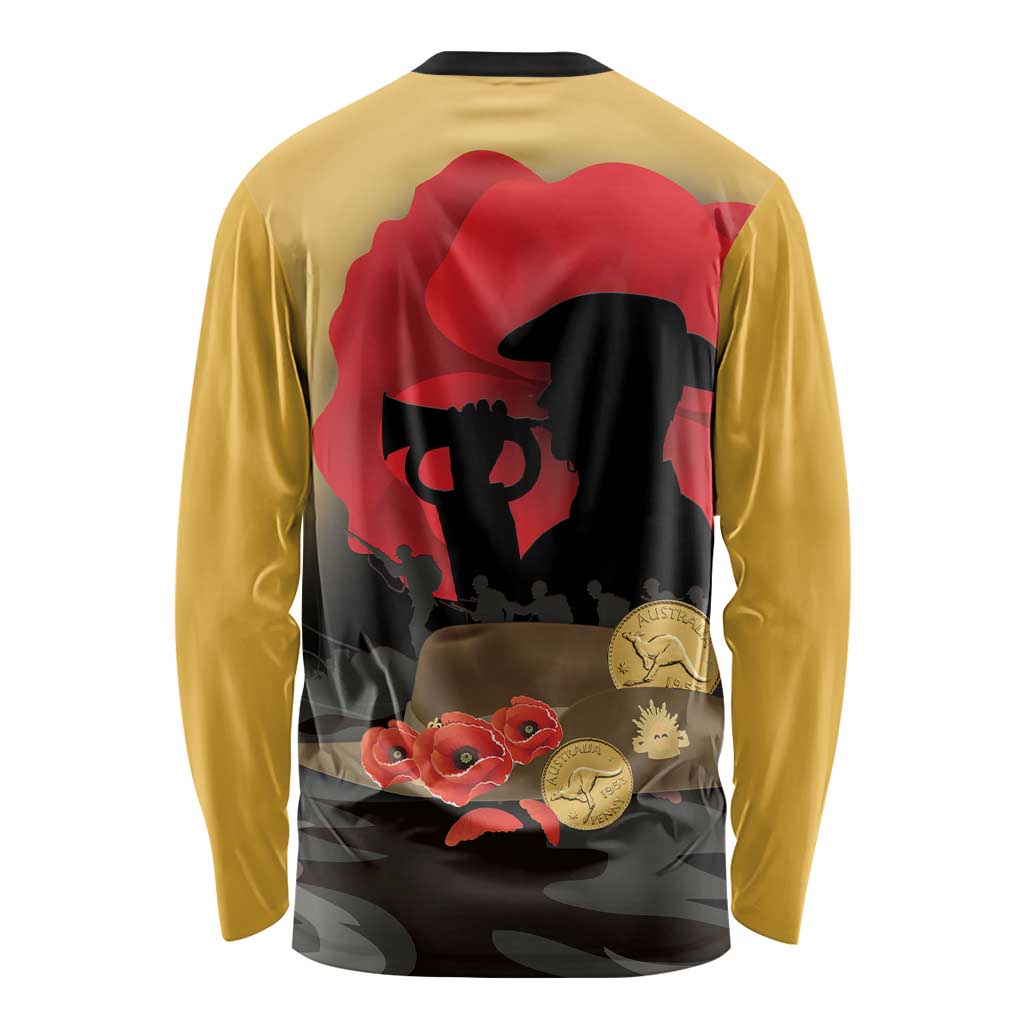 Australia Two-up Pennies ANZAC Day Long Sleeve Shirt Slouch Hat Last Post With Poppy