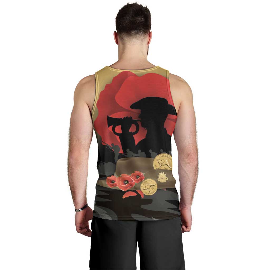 Australia Two-up Pennies ANZAC Day Men Tank Top Slouch Hat Last Post With Poppy