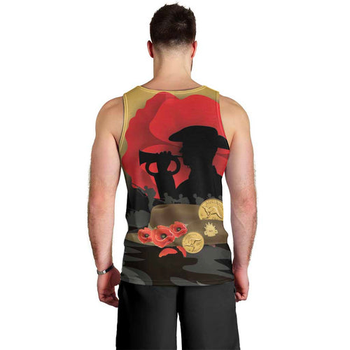 Australia Two-up Pennies ANZAC Day Men Tank Top Slouch Hat Last Post With Poppy
