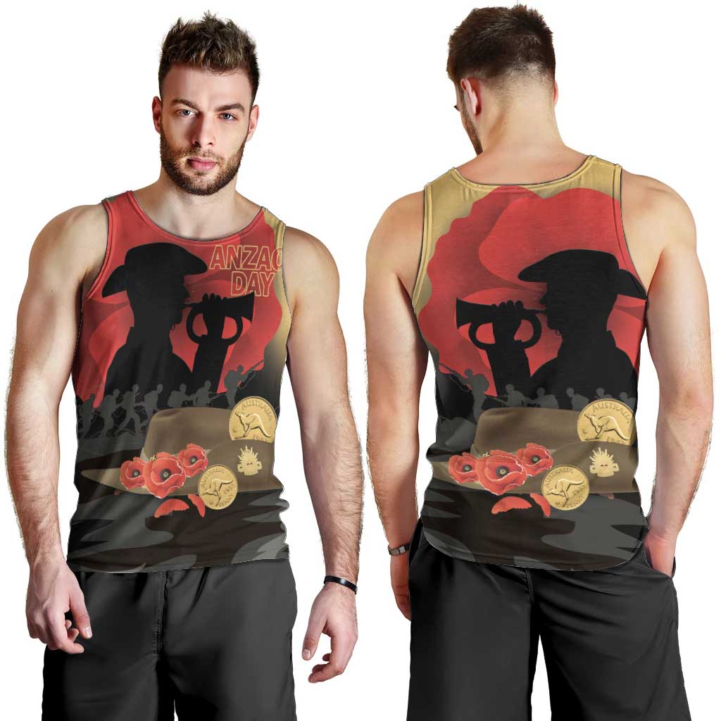 Australia Two-up Pennies ANZAC Day Men Tank Top Slouch Hat Last Post With Poppy