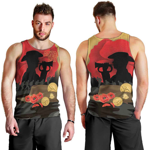 Australia Two-up Pennies ANZAC Day Men Tank Top Slouch Hat Last Post With Poppy