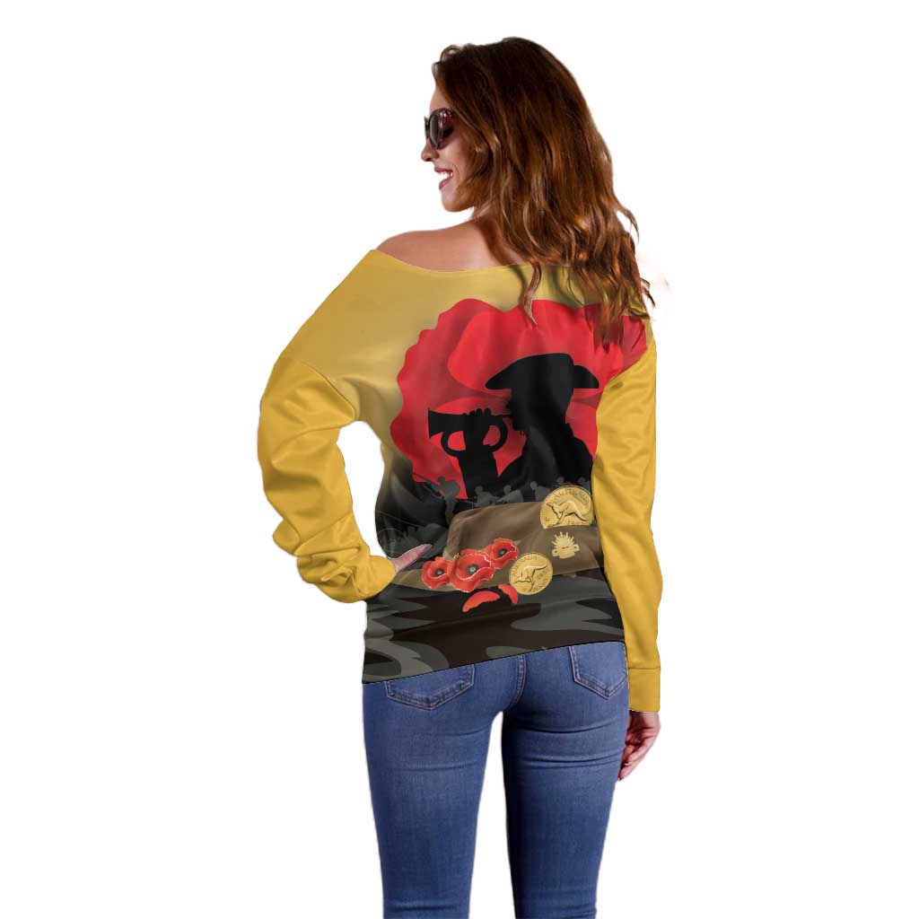 Australia Two-up Pennies ANZAC Day Off Shoulder Sweater Slouch Hat Last Post With Poppy