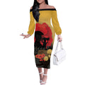 Australia Two-up Pennies ANZAC Day Off The Shoulder Long Sleeve Dress Slouch Hat Last Post With Poppy