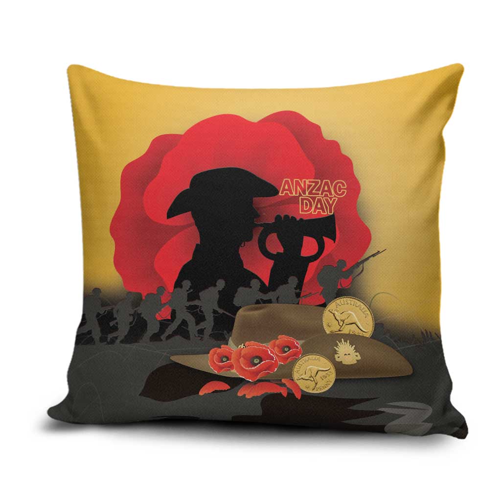 Australia Two-up Pennies ANZAC Day Pillow Cover Slouch Hat Last Post With Poppy