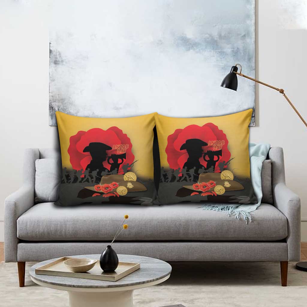 Australia Two-up Pennies ANZAC Day Pillow Cover Slouch Hat Last Post With Poppy