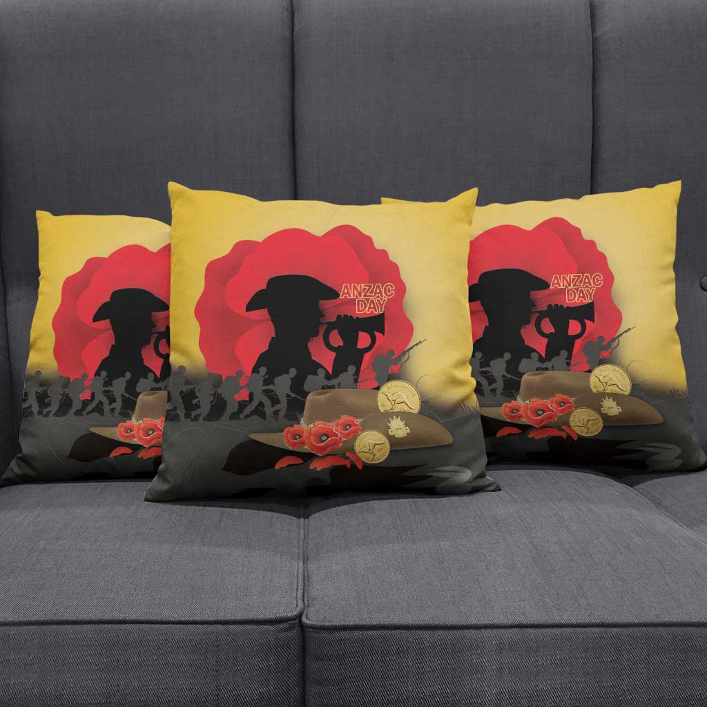 Australia Two-up Pennies ANZAC Day Pillow Cover Slouch Hat Last Post With Poppy