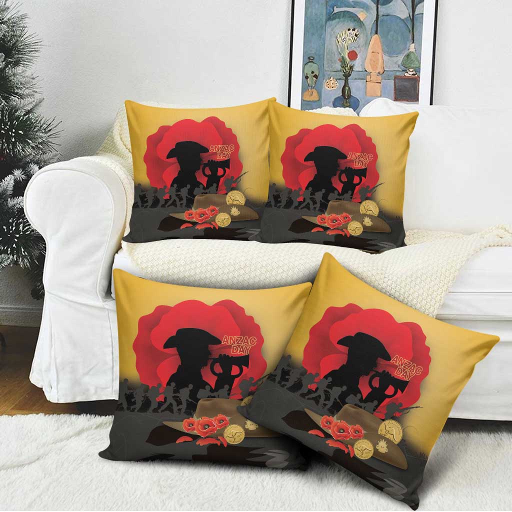Australia Two-up Pennies ANZAC Day Pillow Cover Slouch Hat Last Post With Poppy