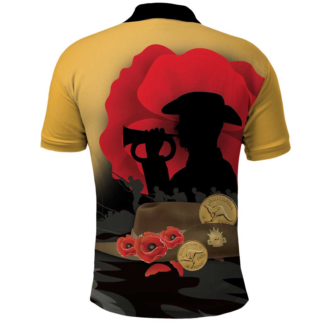 Australia Two-up Pennies ANZAC Day Polo Shirt Slouch Hat Last Post With Poppy