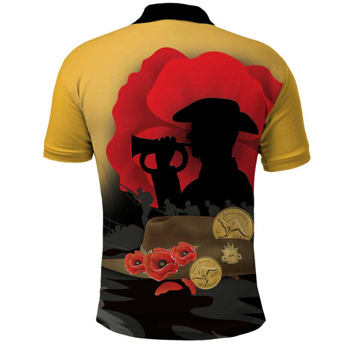 Australia Two-up Pennies ANZAC Day Polo Shirt Slouch Hat Last Post With Poppy